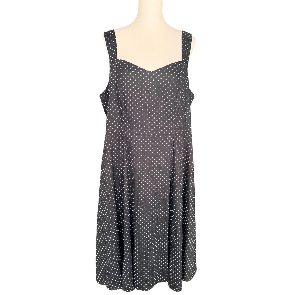 Torrid Black White Polka Dot Sweetheart Cutout Back Fit Flare Midi Dress Size 18